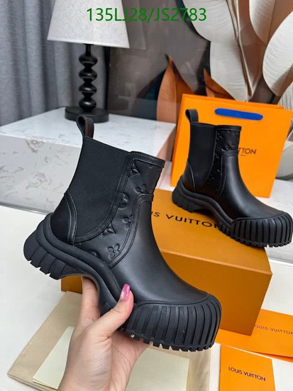 Louis Vuitton Women's Black Leather Ankle Boots with Embossed Monogram