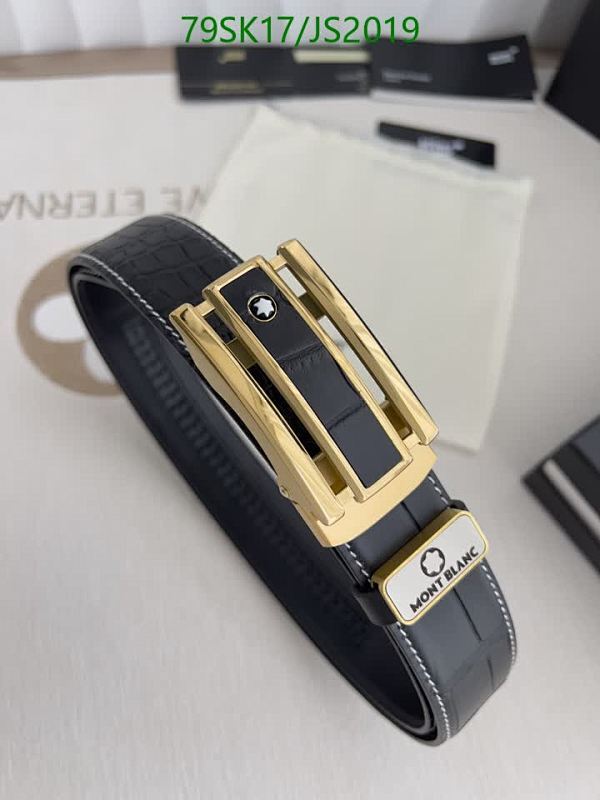 Montblanc Belt, Cowhide Leather, Gold Hardware, 3.5cm Width, Adjustable Length