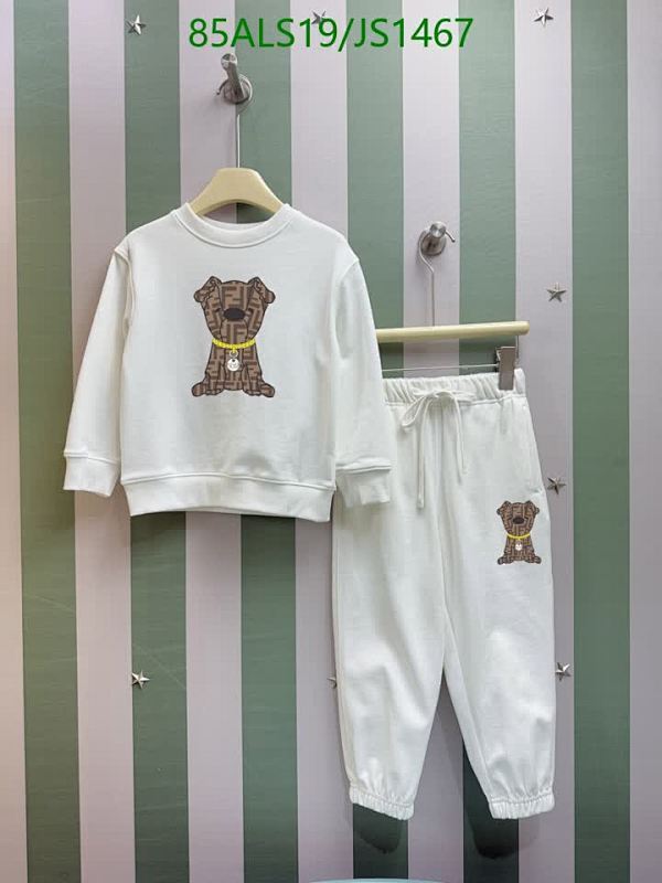 Fendi Kids' White Cotton Sweatshirt and Pants Set with Dog Motif (Sizes 110-150)
