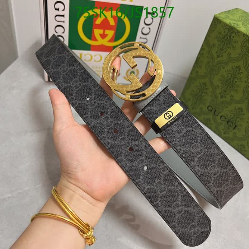 Gucci Belts Cowhide With Interlocking GG Buckle, Width 3.8cm, JS1857