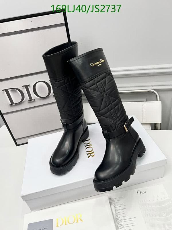 Christian Dior Women's Black Cowhide Leather Mid-Calf Platform Boots