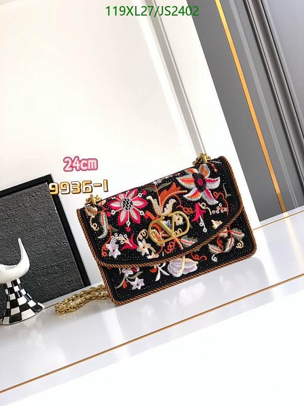 Valentino Embroidered Genuine Leather Shoulder Bag, 24*15*8CM