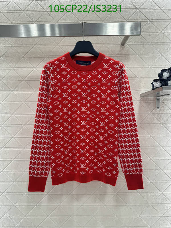 Louis Vuitton Wool Blend Jacquard Knit Crewneck Sweater, Red, Sizes S-M-L
