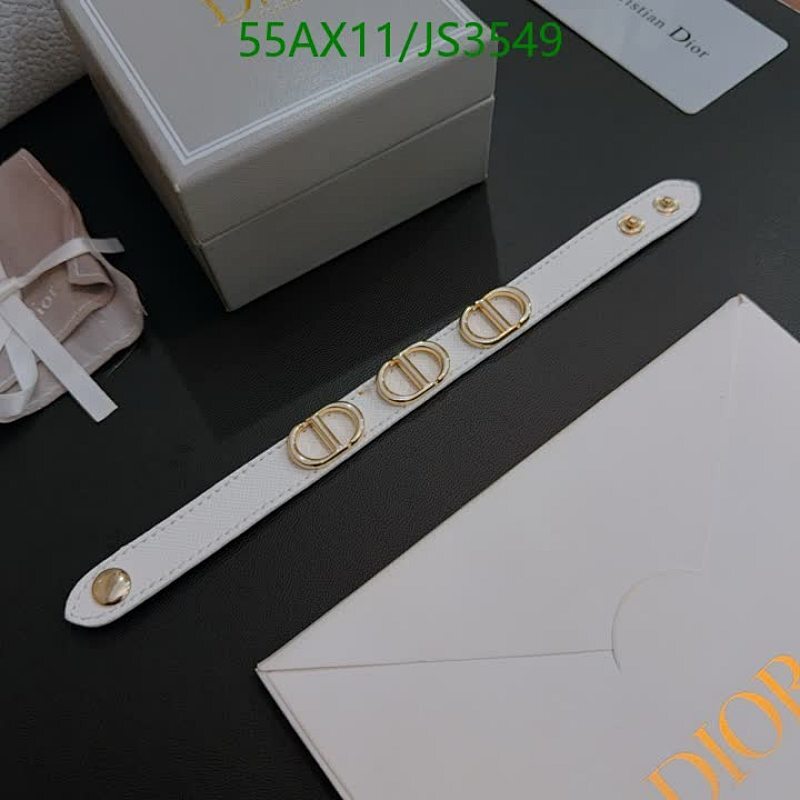 Dior CD Icon Bracelet White Leather and Gold-Finish Metal, Adjustable Length