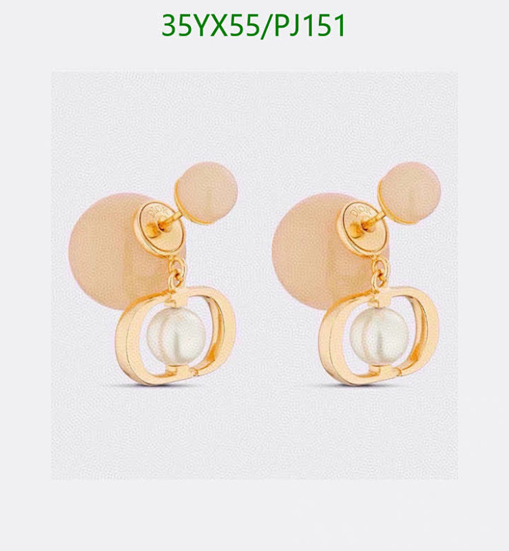 Dior Tribales Earrings Gold Finish White Resin Pearls Gold-Finish Metal