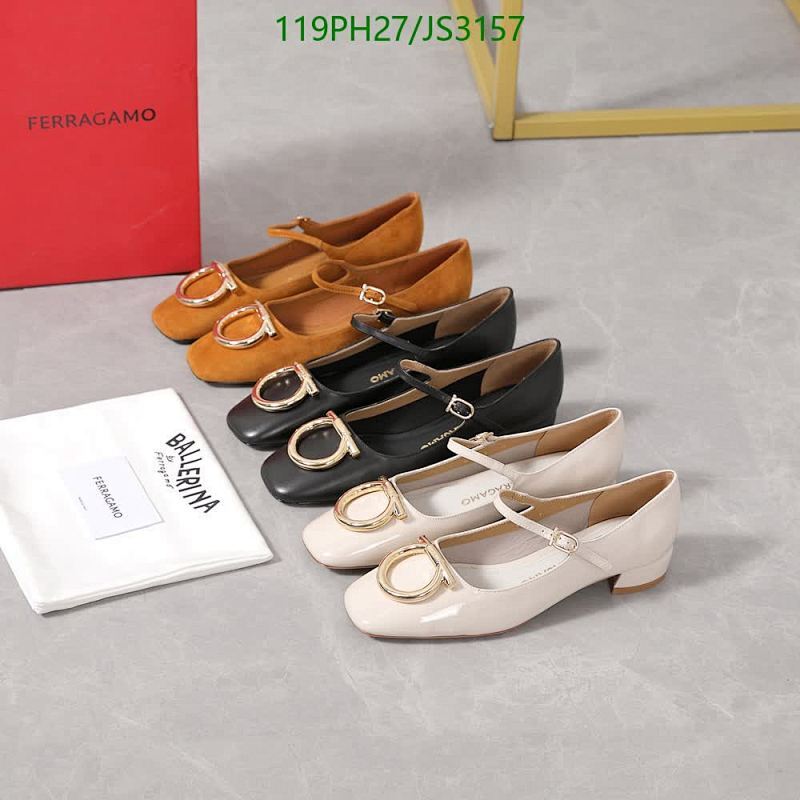 Ferragamo Women's Leather Ballerina Shoes with Iconic Buckle, EU35-40