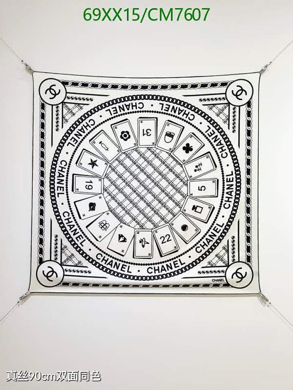 Chanel Silk Scarf with Playing Card Design, 90x90cm - Elegant Neck Scarf
