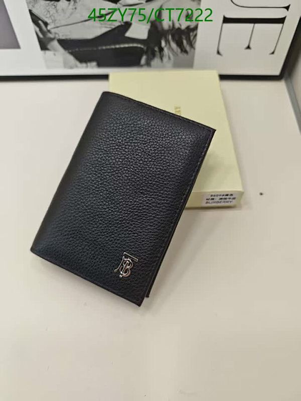 Burberry Genuine Leather Bifold Wallet, Compact Design, Black