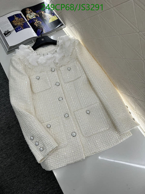 Chanell Wool Blend Tweed Jacket with Ruffled Collar - Elegant Outerwear