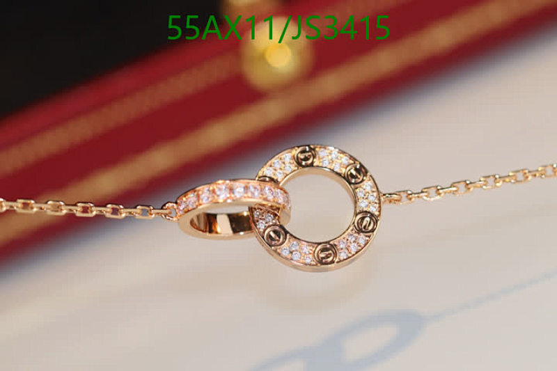 Cartier Love Paved Diamond Interlocking Ring Necklace in 18k Rose Gold