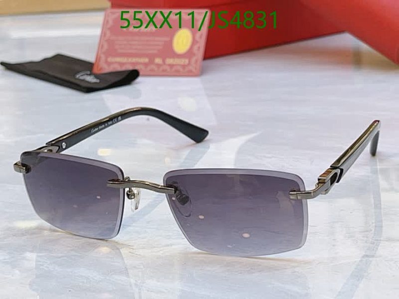 Cartier JS4831 Rimless Sunglasses, Grey Lens, 56-19-145 - Stylish Eyewear