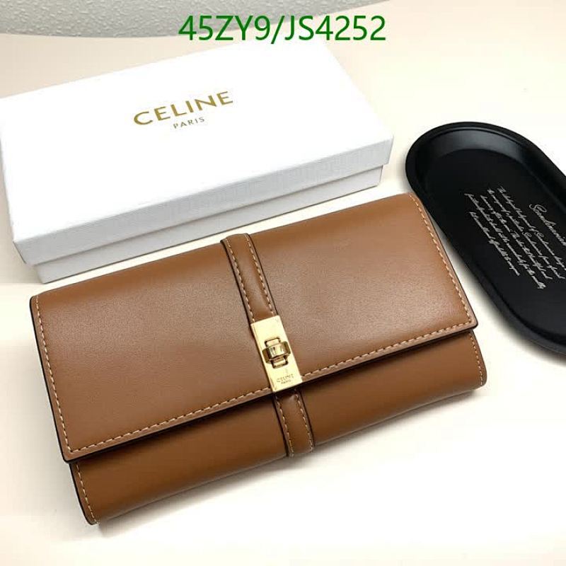 Celine JS4252 Brown Genuine Leather Wallet - 19-10CM - Luxury and Style