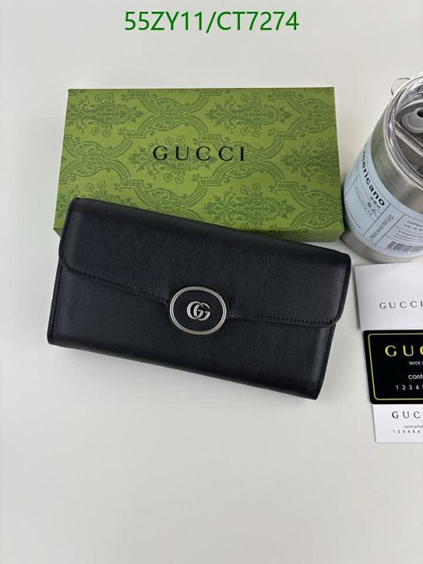 Gucci Leather Wallet - Elegant Clutch with Iconic GG Logo - Black, 19-10CM