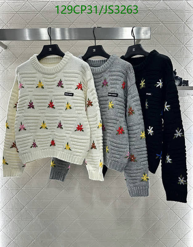 Miu Miu Floral Embroidered Wool Sweater JS3263, Luxury Knitwear