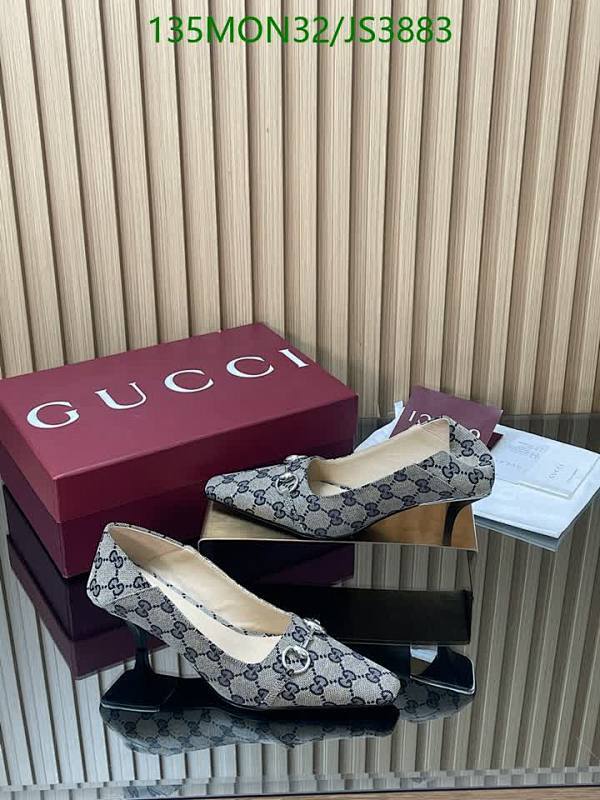 Gucci Women's GG Canvas Pointed-Toe Heel Pumps Shoes - Beige/Ebony