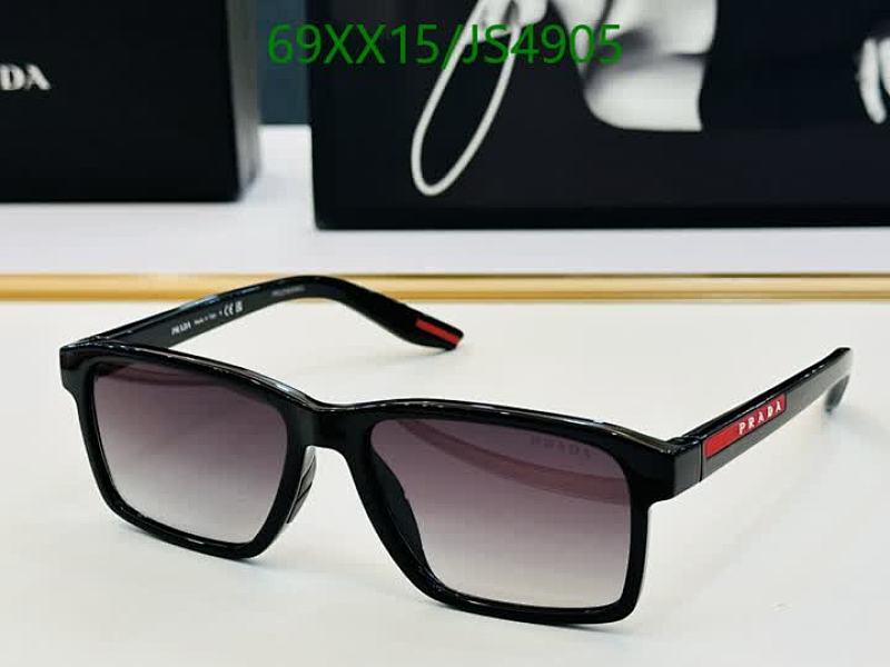 Prada JS4905 Black Rectangular Sunglasses with Gray Gradient Lenses
