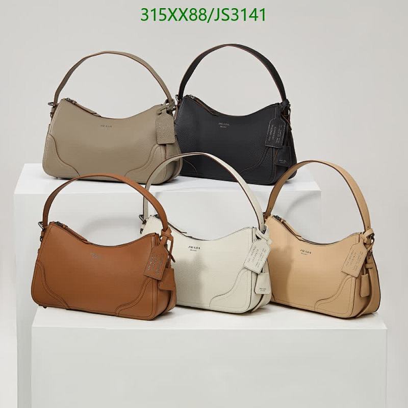 Prada 1BC280 Genuine Leather Hobo Bag, 36*20*11CM, Multiple Colors Available