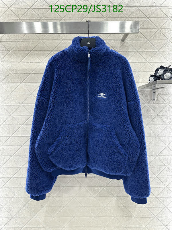 Balenciaga Blue Fleece Jacket - Polyester Velvet, Sizes S-M-L, Style JS3182