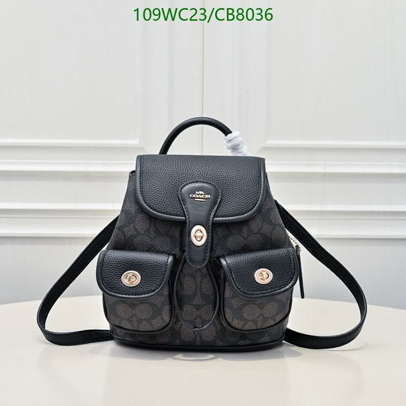 Coach Genuine Leather Turnlock Backpack, 23*20.5*13CM - CB8036