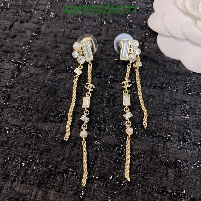 Elegant Dangle Earrings with Crystals and Pearls, Gold-Tone Finish by Chanell