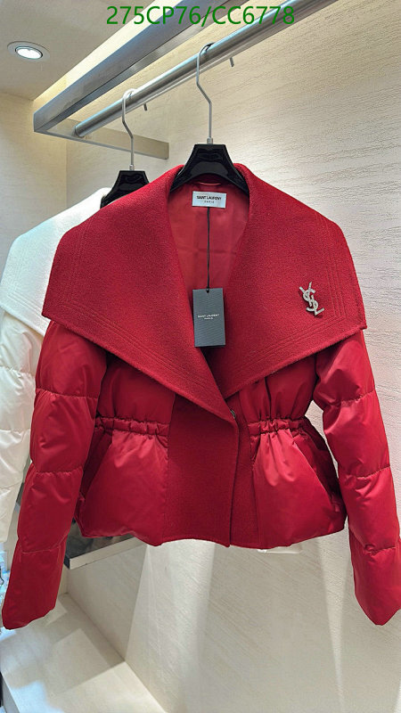 Yves Saint Laurent Red Wool-Blend Down Puffer Jacket, Elegant and Warm