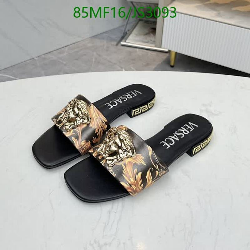 Versace Women's Medusa Embellished Leather Slides - Black & Gold, Size EU35-42