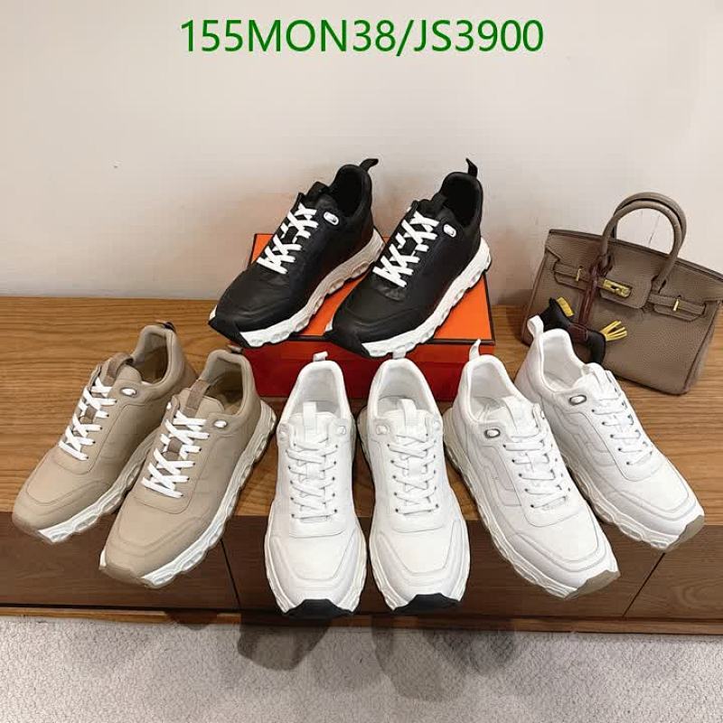 Hermes Men's Leather Sneakers Lace up Casual Shoes Unisex Size EU35-45
