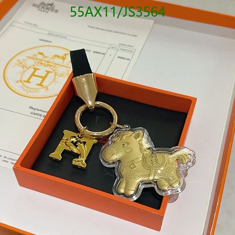 Hermes Key Ring Pendant with Horse and H Charm - Gold-tone Hardware