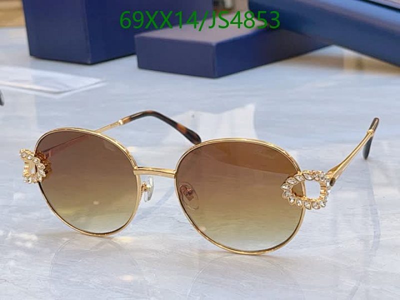 Chopard Round Sunglasses Gold Frame with Rhinestone Embellishments JS4853