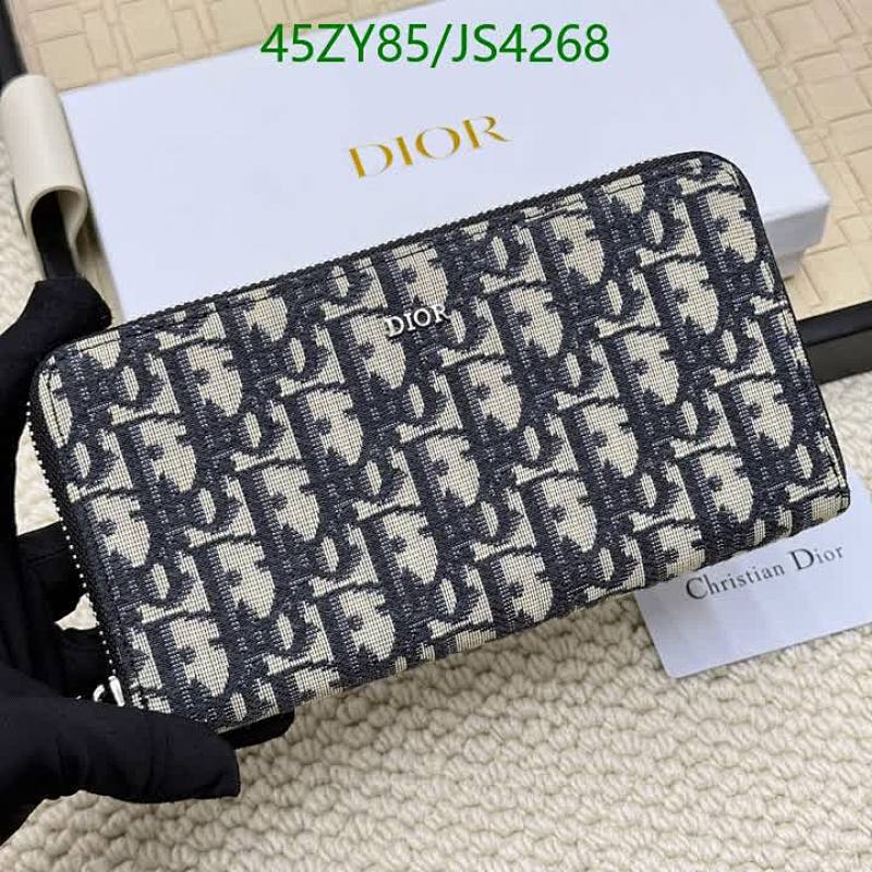Dior Oblique Jacquard Zip Around Wallet, 20-11CM, JS4268, Leather