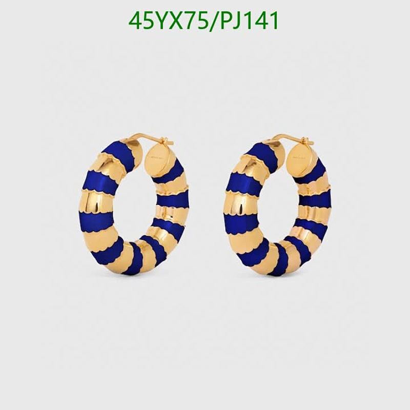 Celinee-Jewelry PJ141 Gold-Tone & Blue Striped Hoop Earrings, Statement Jewelry