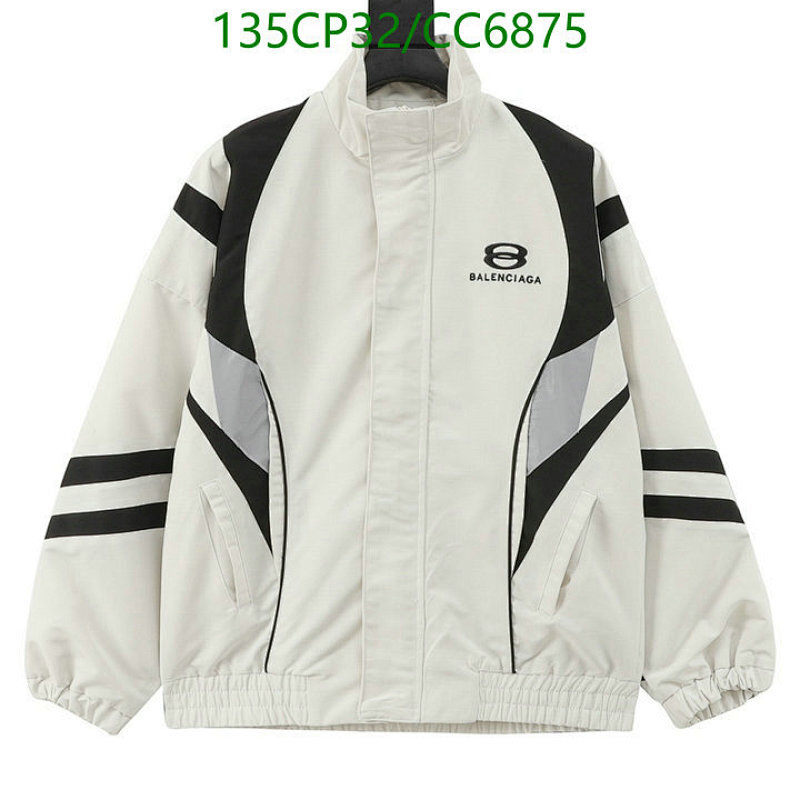 Balenciaga White & Black Color Block Zip-Up Jacket, XS-L