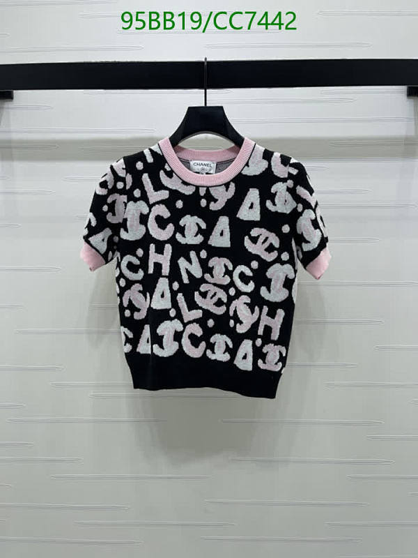 Chanel Women's Wool Blend Knit Short Sleeve Top - Black & White, Size S-L