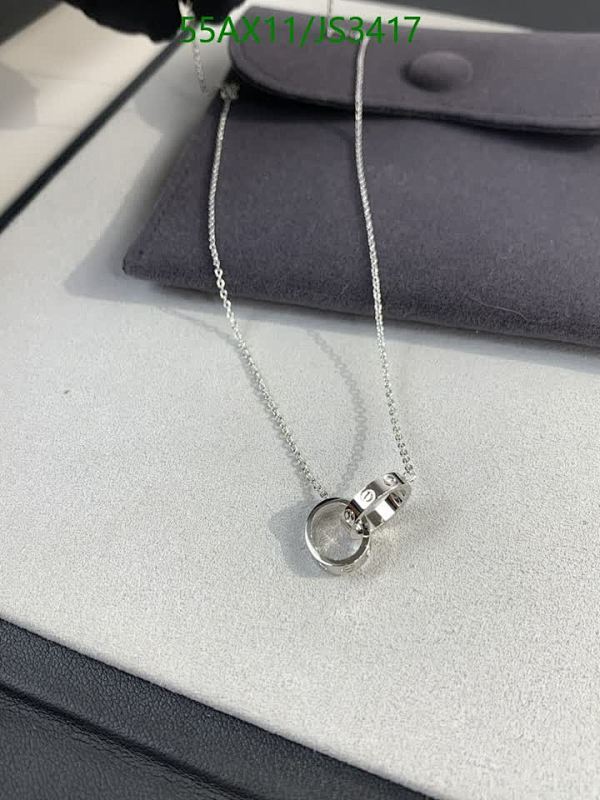 Cartier Love Necklace, Elegant Interlocking Circles Pendant, Silver Finish