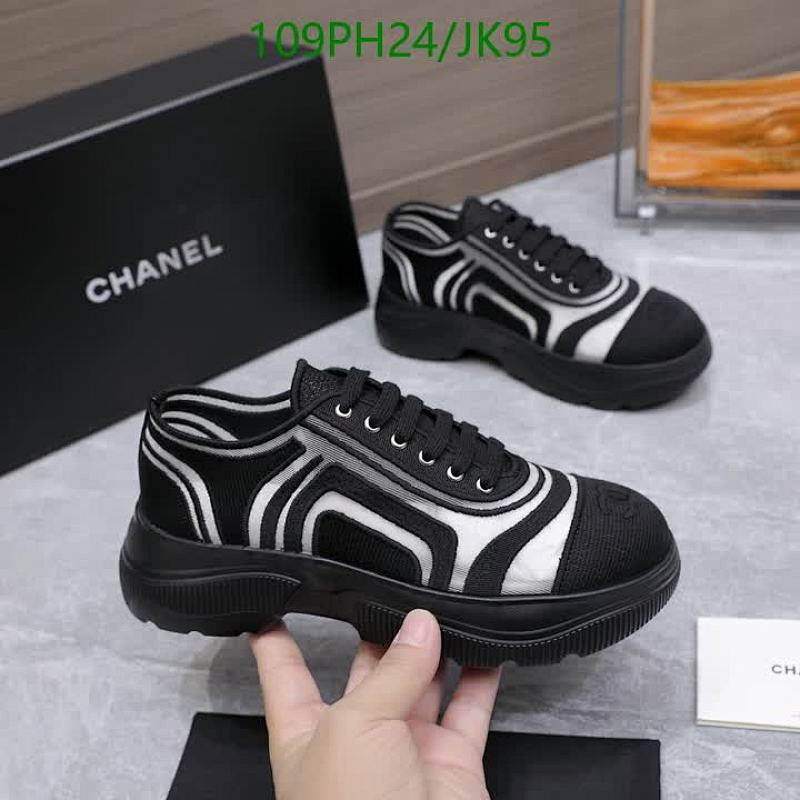 Chanel Women's Black & White Mesh Lace-Up Sneakers, EU Size 35-41