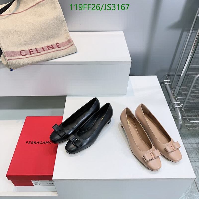 Salvatore Ferragamo Women's Leather Ballet Flats with Bow - JS3167