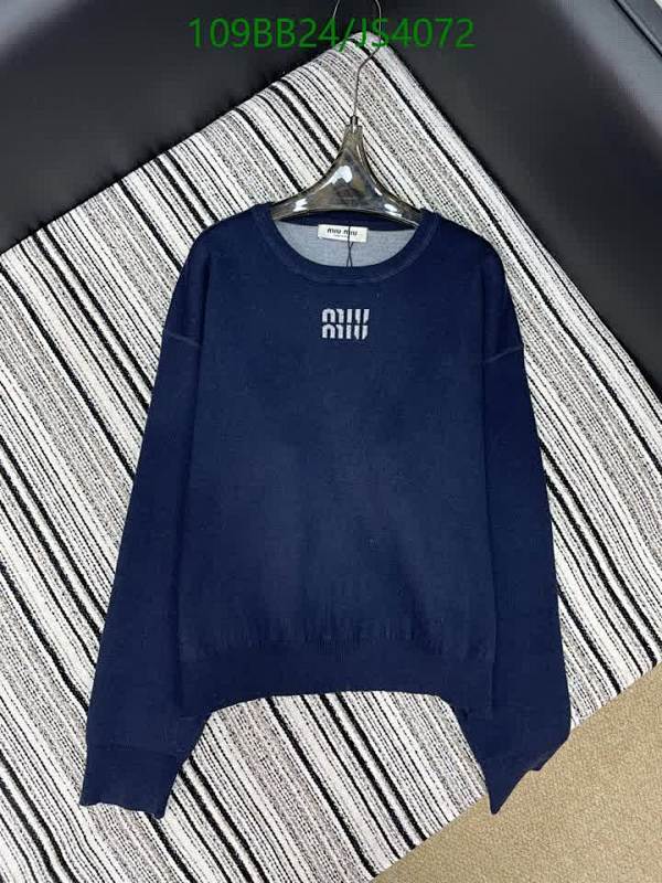 Miu Miu Women's Wool Long Sleeve Pullover Embroidered Logo Sweatshirt