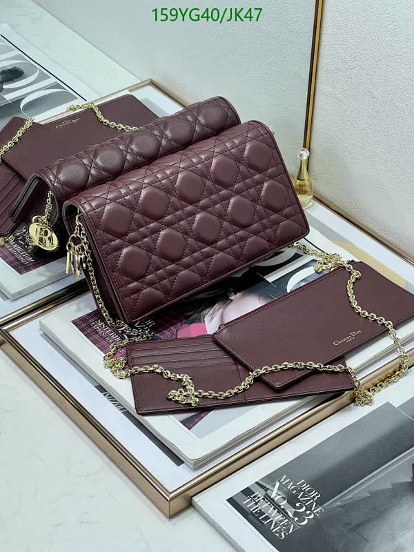 Dior Lady Dior Wallet on Chain Bag Burgundy Genuine Leather, 22 cm 7 Dior Lady Dior Wallet on Chain Bag Burgundy Genuine Leather, 22 cm