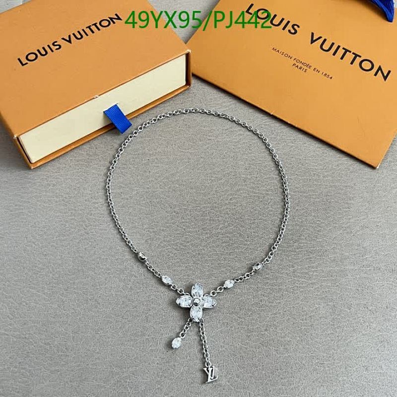 Louis Vuitton Silver-Tone Monogram Flower Chain Necklace, Elegant Women's Jewelry
