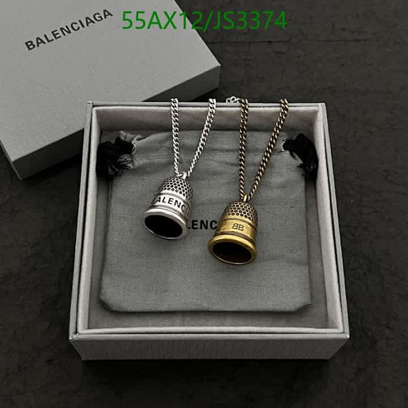 Balenciaga Bell Pendant Necklace in Silver and Gold Finish | JS3374