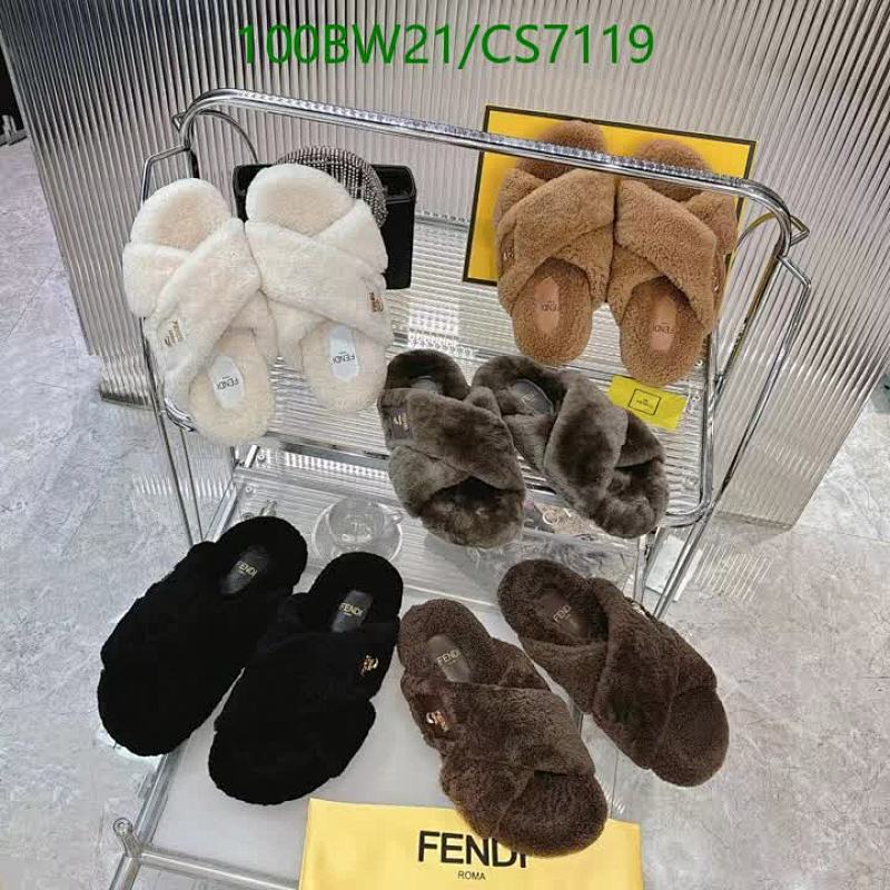 Fendi Women's Wool Shearling Cross Strap Slides Slippers - Various Colors