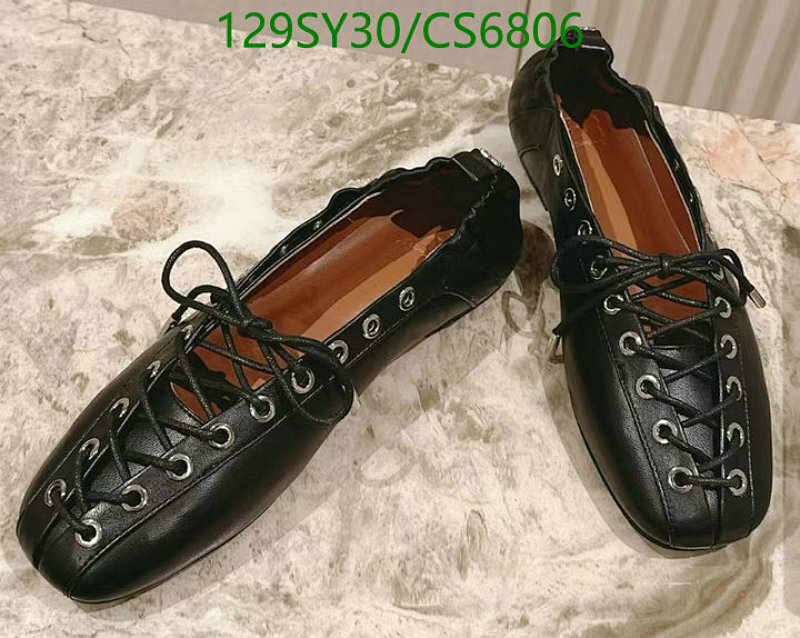 Ganni Women's Black Lace-Up Leather Ballet Flats - Comfortable & Stylish