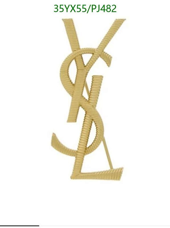 Yves Saint Laurent Gold-Tone Monogram Brooch, Elegant YSL Pin, Classic Design