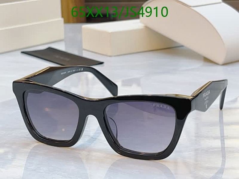 Prada JS4910 Black Sunglasses, Square Frame, Gray Lens, 51-18-145 Size
