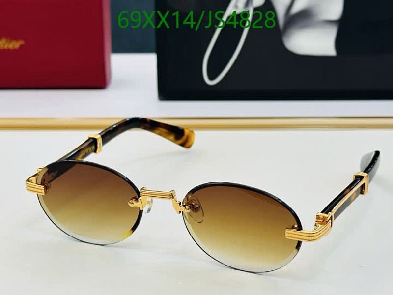 Cartierr JS4828 Round Sunglasses - Gold Frame, Brown Gradient Lenses