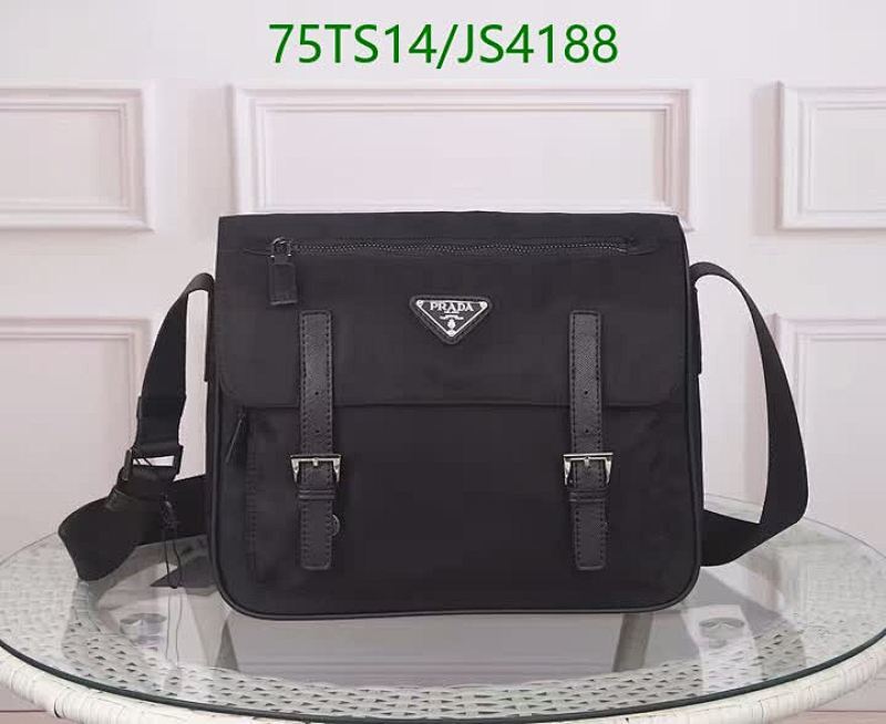 Prada Nylon and Leather Messenger Bag, Black, 30*24*11CM