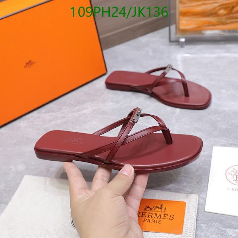 Hermès Women's Red Leather Sandals with Iconic Hardware Detail