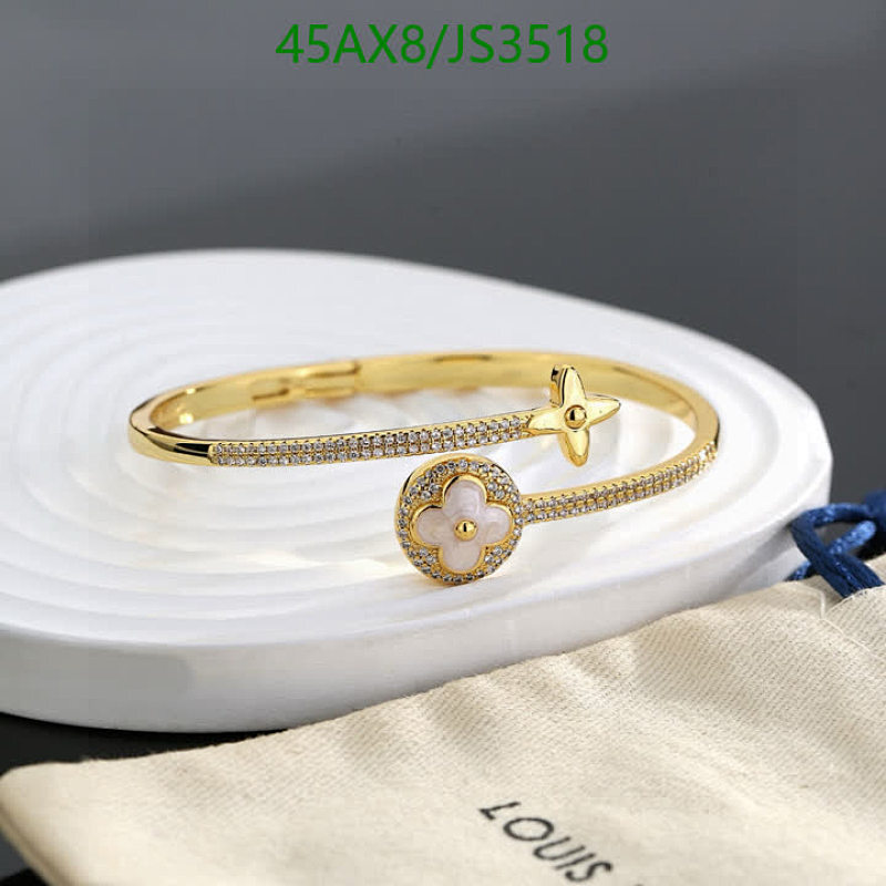 Louis Vuitton JS3518 Gold-Tone & Crystal Bangle Bracelet, Elegant Jewelry