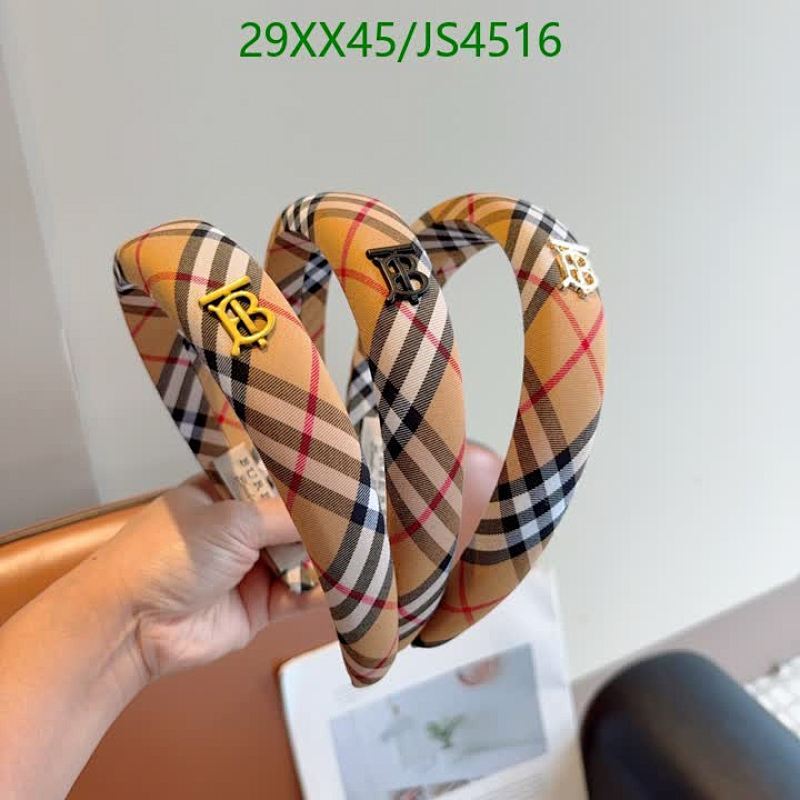 Burberry Headband with Plaid Pattern and Metal Logo Accent - Stylish Hair Accessory