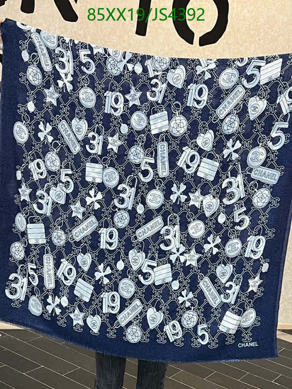 Elegant Chanel Cashmere Scarf with Iconic Logo & Number Print - 110-200CM